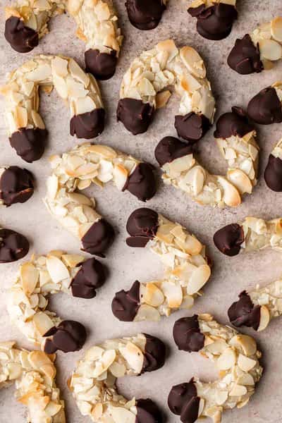 MINI chocolate ganache dipped ALMOND HORNS