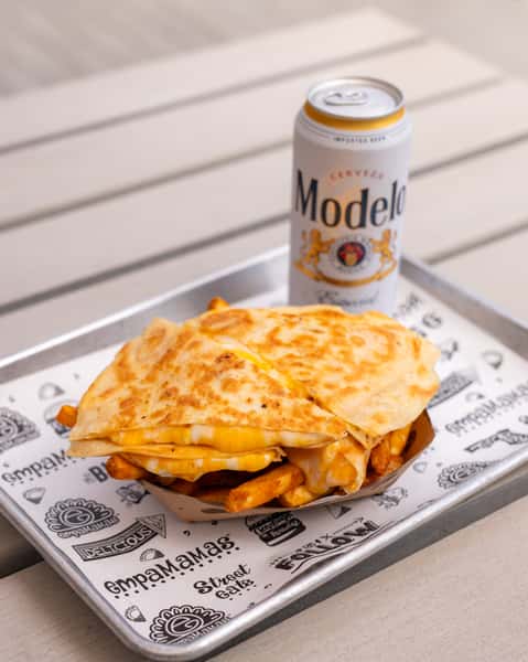 quesadilla and modelo