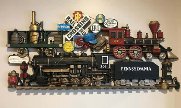 train and railroad display on wall