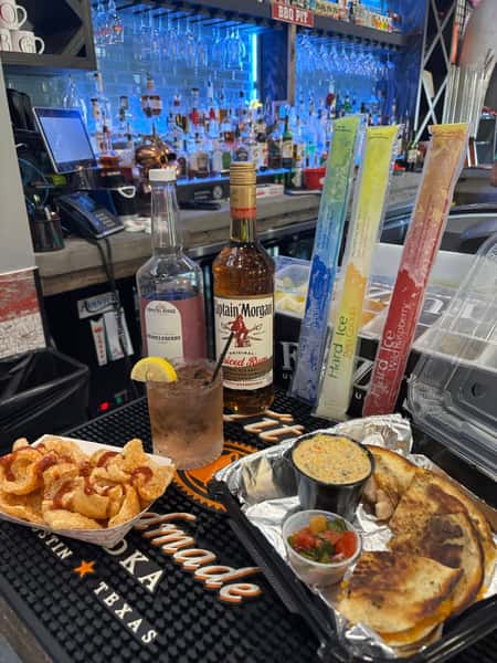 Table full of food and drinks