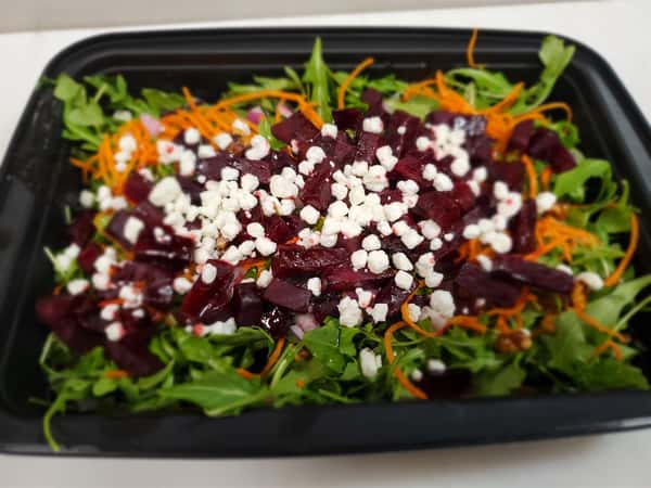 beet salad topped with goat cheese