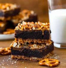 Chocolate Carmel Pretzel Brownie