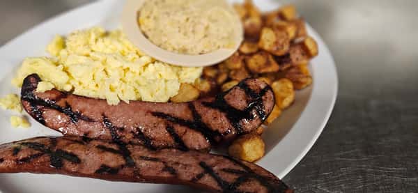 Grilled Kielbasa & Eggs