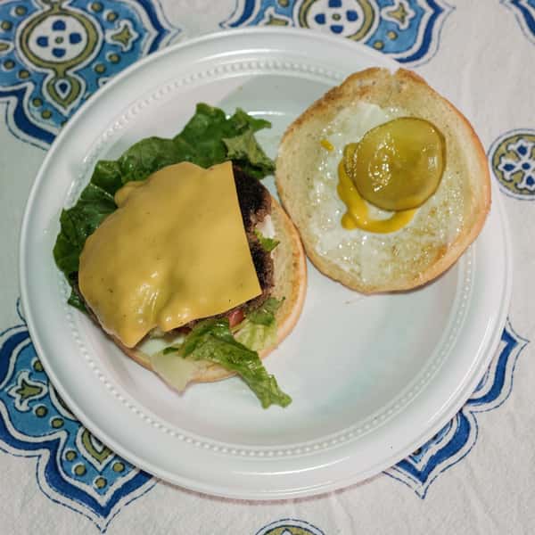 Top view of hamburger