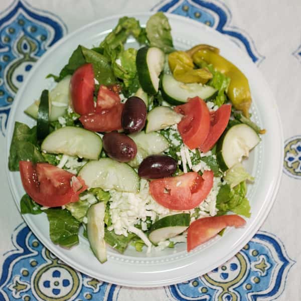 Salad on a white plate