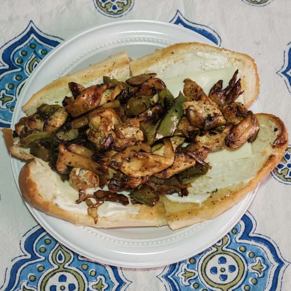 Delicious greek sandwich on a white plate