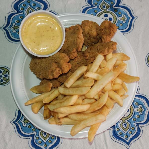 Top view of greek-american food