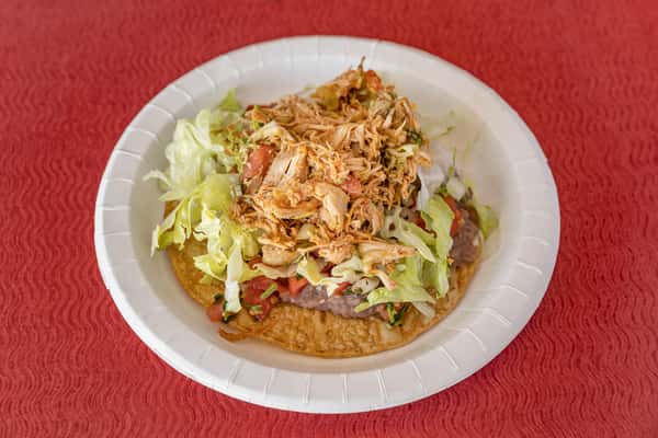 shredded chicken tostada