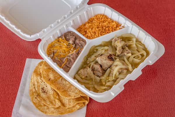 Carnitas Chile Verde Plate