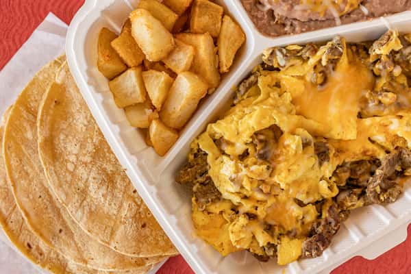 steak egg and cheese plate