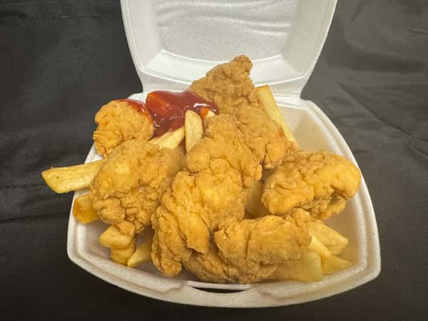 Deli fried chicken and fries