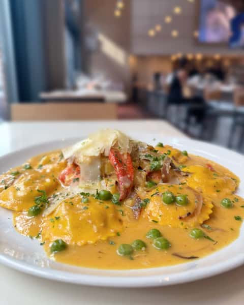 On a day like this with just a hint of a chill in the air, you need a dish that's both comforting and fresh - try our special Sweet Pea Mascarpone Ravioli with freshly shucked lobster, sure to hit the spot!