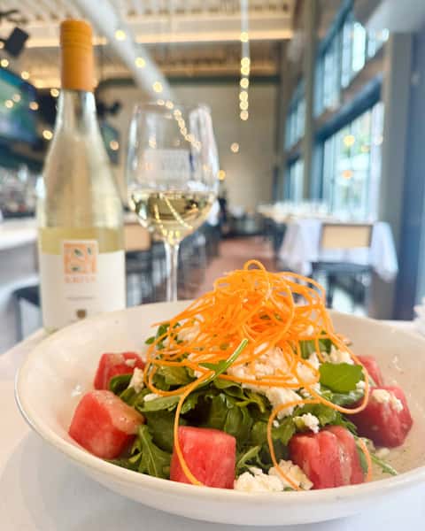 Just because it's a gloomy day doesn't mean you can't still enjoy summer produce and crisp white wine... join us and get out of the rain with our new Watermelon Feta Salad and a crisp white wine like this Pecorino from Abruzzo, Italy!