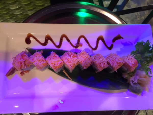 sushi roll with teriyaki drizzle