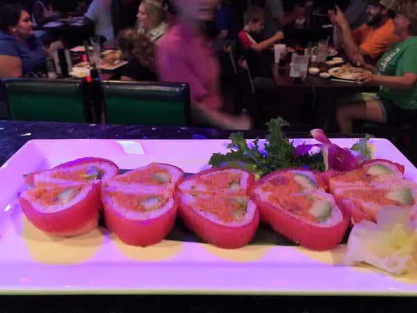 Sushi rolls shaped like a heart