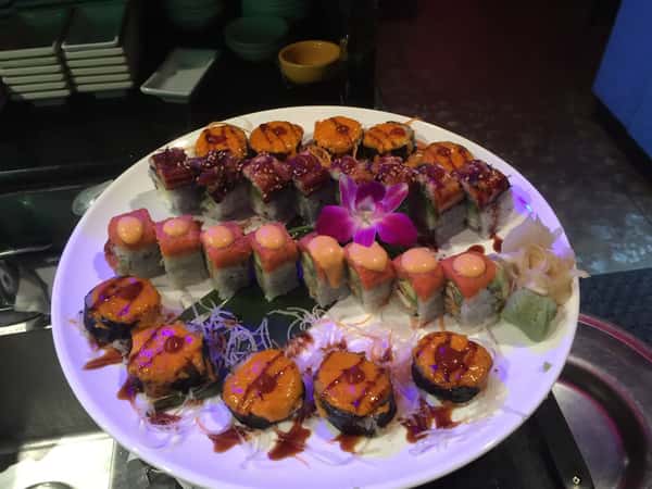 a variety of sushi rolls