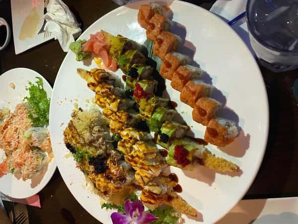 a variety of sushi rolls