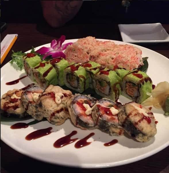 platter of sushi rolls