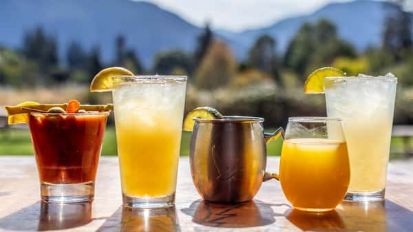 Backwoods Brewing summer cocktails on back lawn