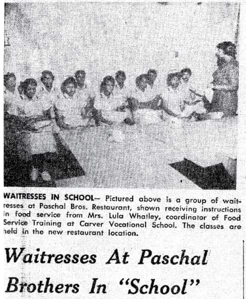 Waitresses at paschal brothers in school