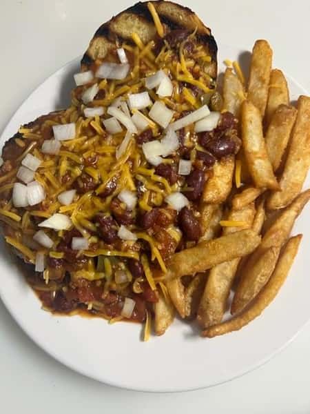 Open Faced Chili Burger