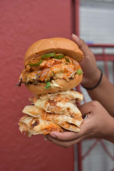 buger over quesadillas