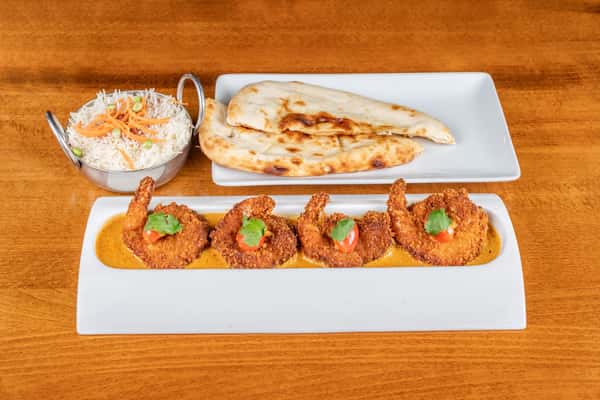 Coconut Shrimp + rice & naan