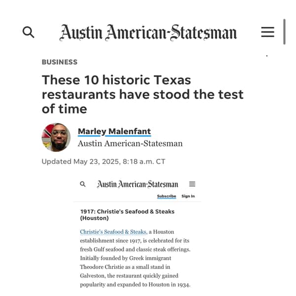 10 Historic Texas Restaurants- Christie's Seafood Houston
