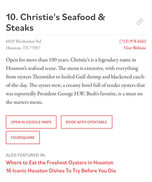 Best Seafood Houston Article