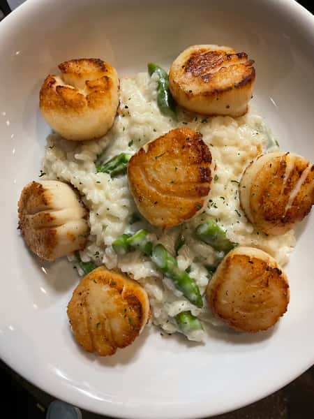Pan Seared Scallops over Risotto