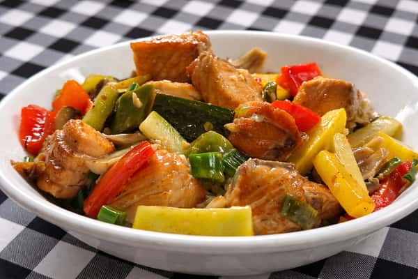 Bourbon Salmon Stir-fry