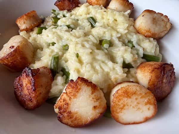 Pan Seared Scallops over Risotto