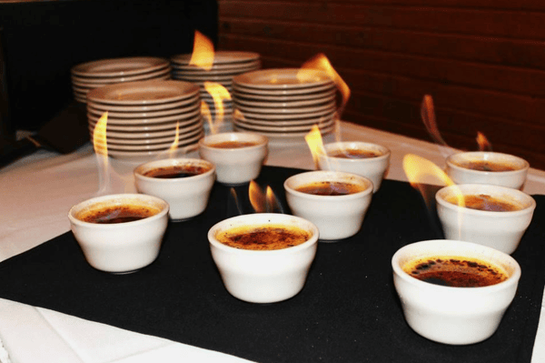 assortment of creme brulee's on a dish