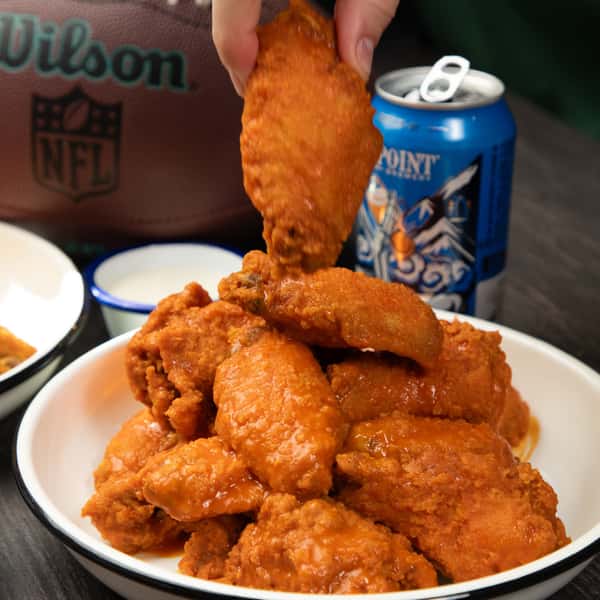 Wings with a beer