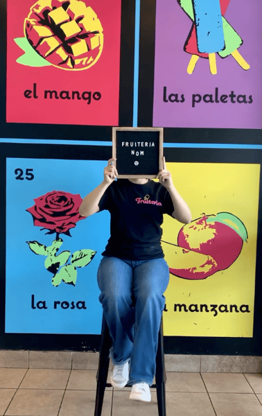 Our walls are covered with beautiful hand painted murals. Stop in and experience Fruiteria for yourself we know your going to want to take a picture or 5 ;)