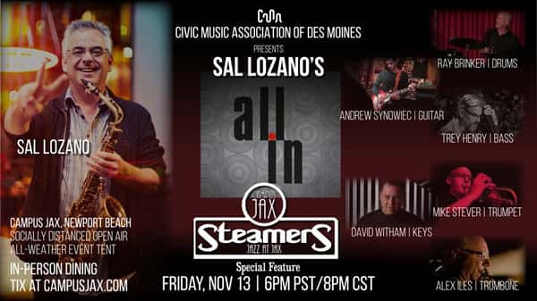Steamers JAZz at JAX Sal Lozano's ALL IN Campus Jax Bar & Grill in