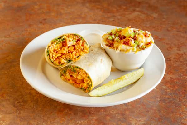 Fried Buffalo Chicken Wrap and Soup of the Day 