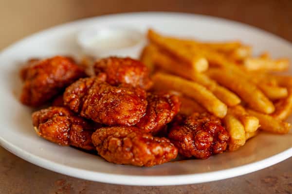 10 Boneless BBQ Wings and Fries 