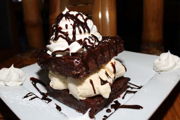 brownie and ice cream dessert