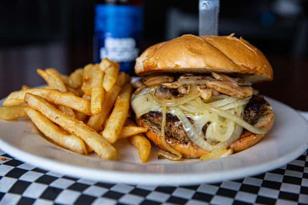 Mushroom Burger Burgers The Loose Wheel Bar & Grill in WA