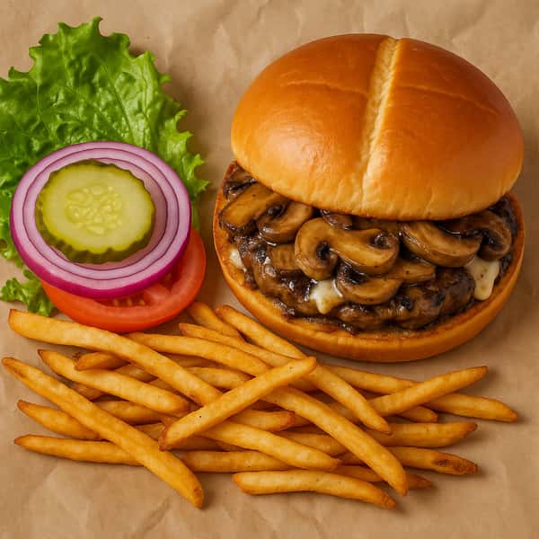 Clary Creek Mushroom Swiss Burger