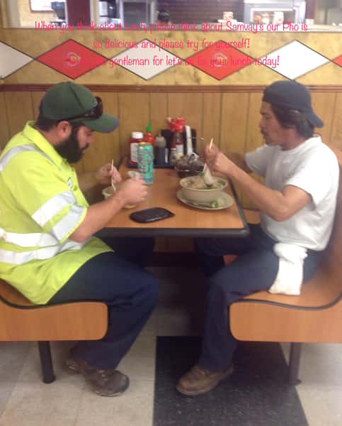 Two customers eating