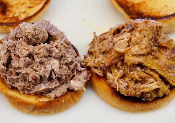 two pulled pork sandwiches