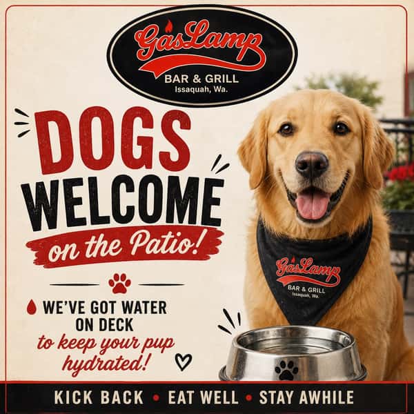 It’s HOT out there! ☀️🔥 We’re keeping the drinks cold for you 🍻 and the water bowls full for your pups. 🐶💦 Bring your four-legged bestie and kick back with us on the patio!

And because it’s Monday… you know what that means: SPAGHETTI NIGHT! 🍝 Our Monday spaghetti special starts at 4 PM.

Cold drinks. Happy pups. Spaghetti. Sounds like a pretty good Monday. ❤️

Kick back • Eat well • Stay awhile

#GaslampBarAndGrill #Issaquah #DogFriendlyPatio #SpaghettiNight #IssaquahEats DogsOfIssaquah