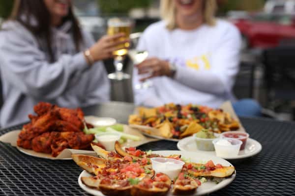 people dining outside