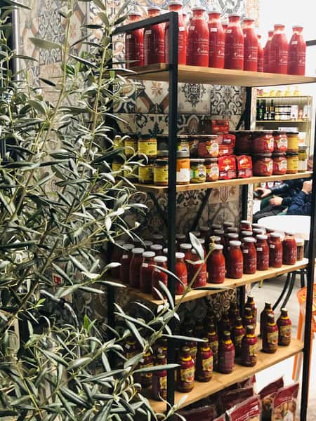 shelf with sauces