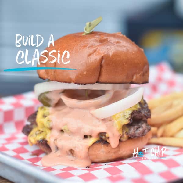 🍔Build a Hot Chip staple with us-- The Classic!😏
.
Gotta have the @tonypackos pickles🥒, sliced onion🧅, 🤩SPECIAL SAUCE🤩, 'Merican cheese🧀 (which just means 🇺🇸"American" without the "A"), and two, juicy, beef patties🥩🥩!
.
Have you tried the CLASSIC🍔🤗?!
.
 #supportsmallbusiness #restaurant #minnesota #supportlocal #burgers #hotchip #rochmn #rochestermn #hotchipburgers #hotchipburgerbar #supportlocalbusiness #classic #classicburger #classicburgers #hotchipclassic #buildaburger #buildaburger🍔 #specialsauce
