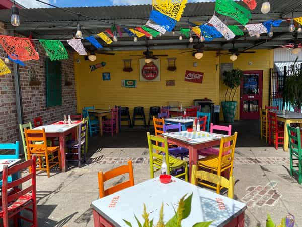 vibrant outdoor patio