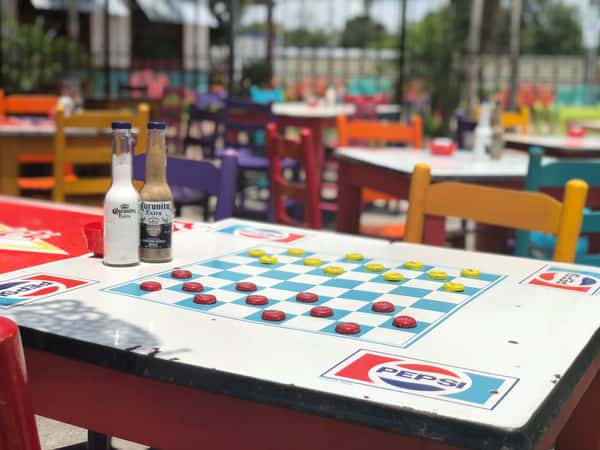 creative checkers table outside
