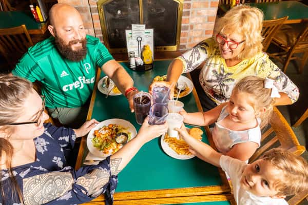family sitting at table